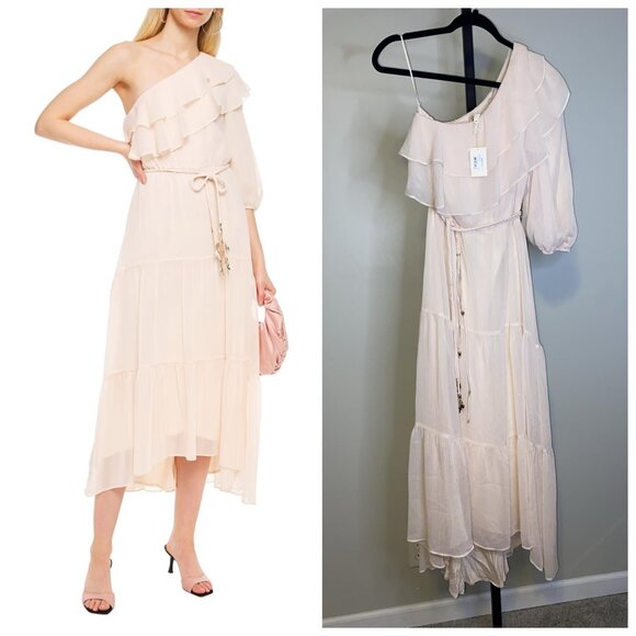 Maje one shoulder dress deals